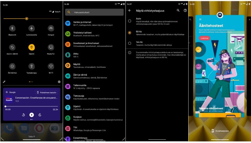 Motorola Edge 20 Prossa on puhdas Android 11 -ohjelmisto.
