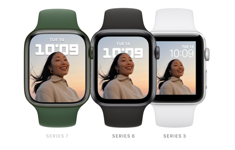 Aiemmat Apple Watch Series 7, Series 4 ja Series 3.