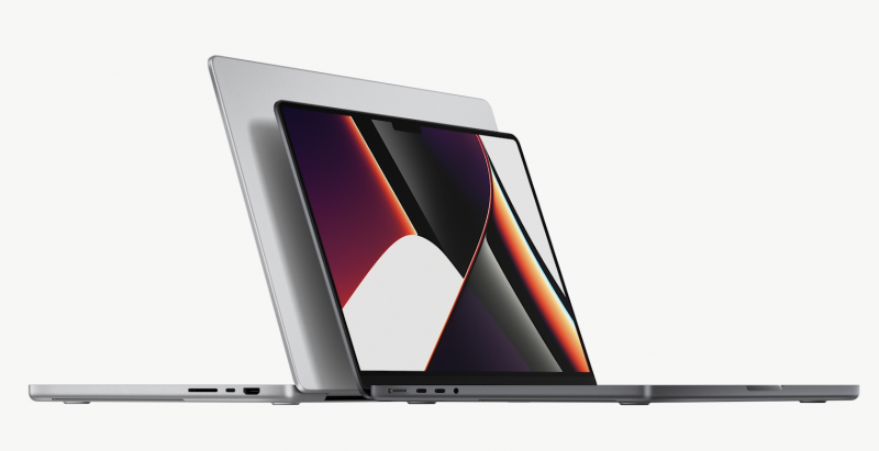16 tuuman ja 14 tuuman MacBook Pro. Kaksi värivaihtoehtoa ovat hopea ja tähtiharmaa.