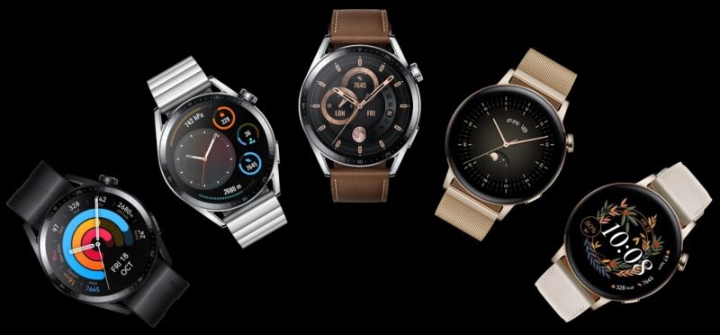 Huawei Watch GT 3:n eri tyyliversioita.