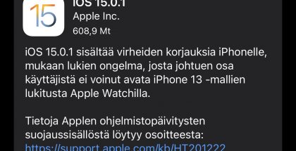 iOS 15.0.1 on nyt ladattavissa.