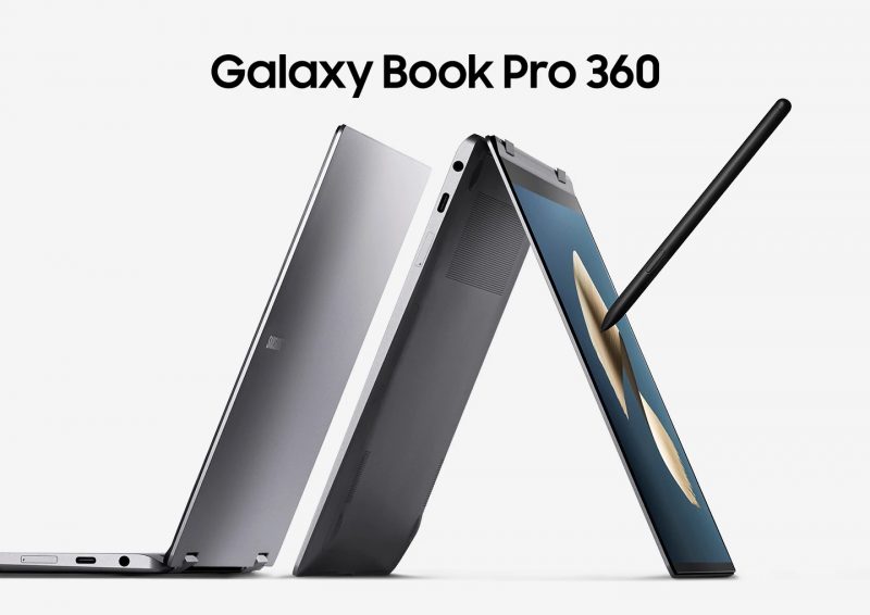 Galaxy Book Pro 360 -läppäreiden näyttö kääntyy eri asentoihin.