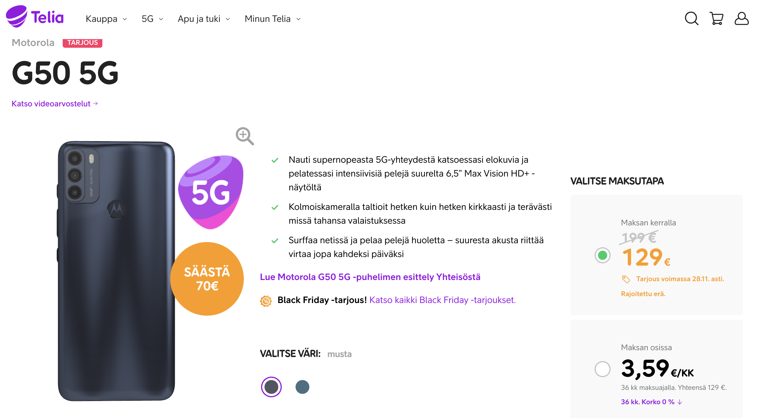 Telia Julkaisi Black Friday Week tarjouksensa Ja Aloitti Myynnin 