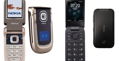 Vasemmalla alkuperäinen Nokia 2760 vuodelta 2007, oikealla uusi Nokia 2760 Flip.
