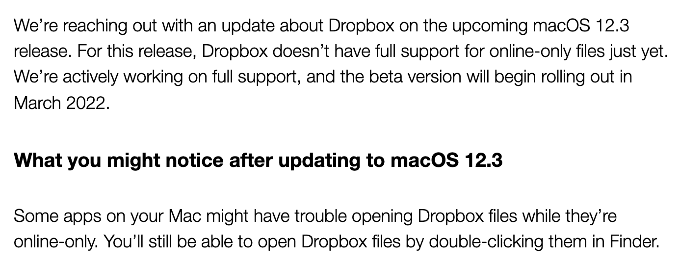 Tällaisella sähköpostilla Dropbox lähestyi asiakkaitaan.