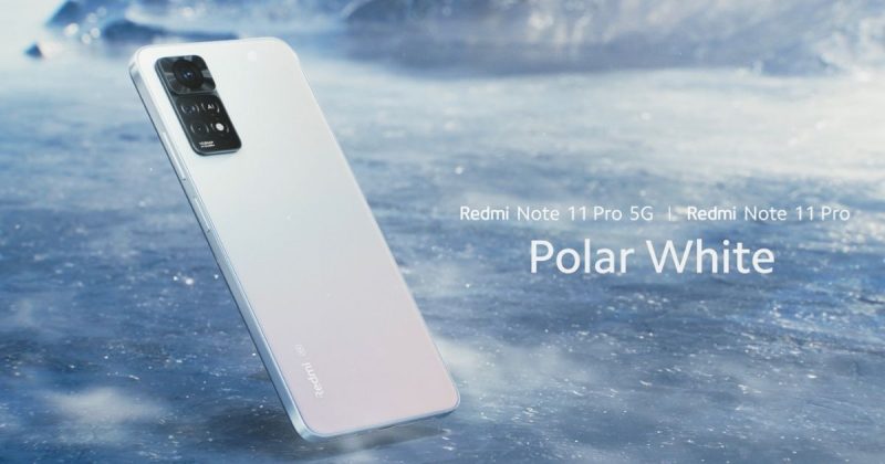 Globaali Redmi Note 11 Pro Polar White -värissä.