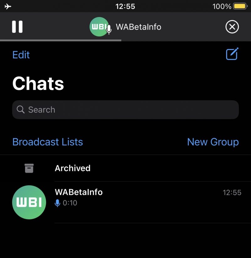 WhatsAppin ääniviestejä voi kuunnella jatkossa sovelluksessa entistä laajemmin. Kuva: WABetaInfo.