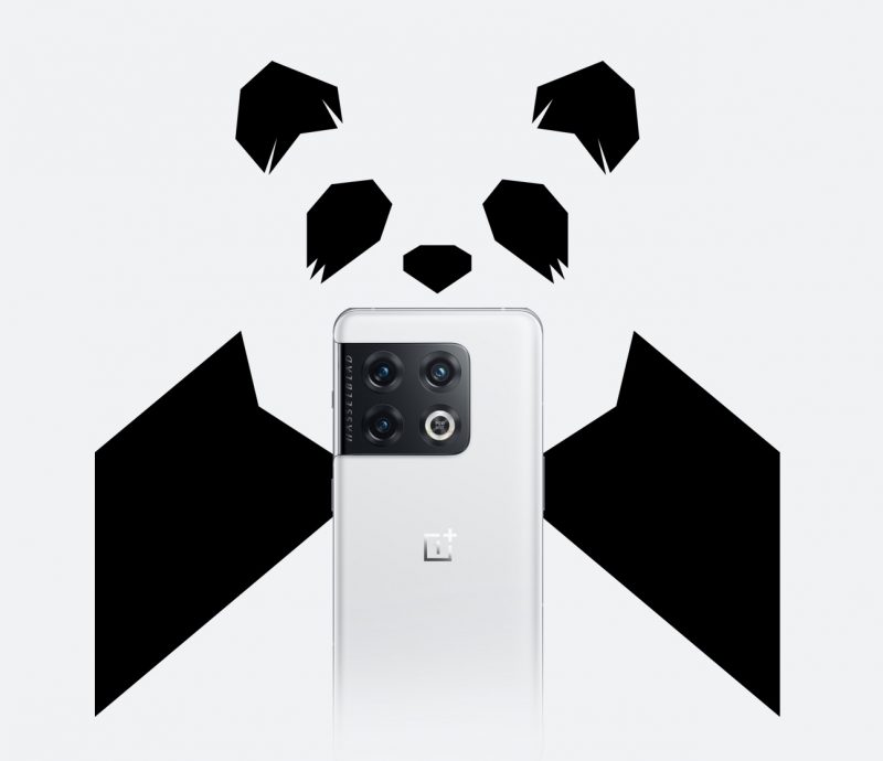 OnePlus 10 Pron valkoista värivaihtoehtoa markkinoidaan pandateemalla.