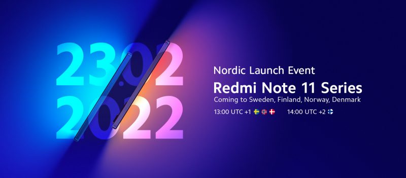 Redmi Note 11 -sarjan Pohjoismaiden lanseeraus on ohjelmassa 23. helmikuuta.