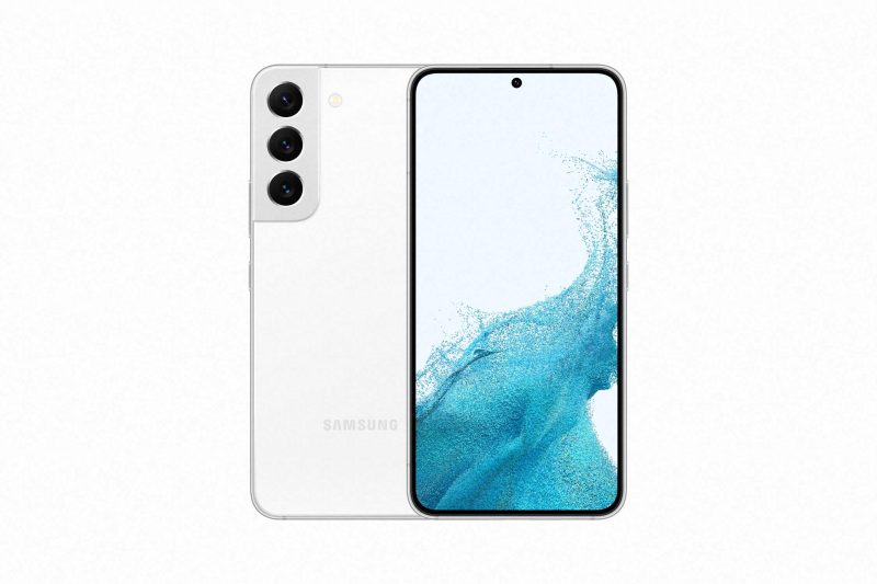 Samsung Galaxy S22 valkoisena.