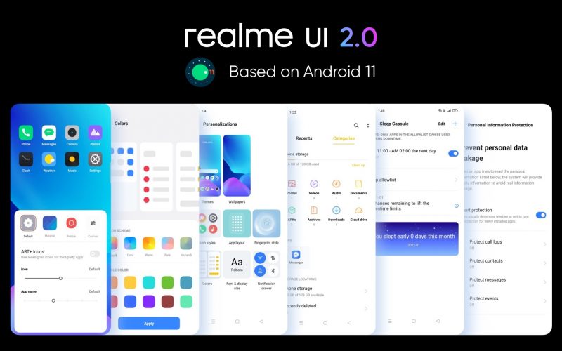 Realme-kaksikko saapuu markkinoille Android 11 -pohjaisella Realme UI 2.0:lla.