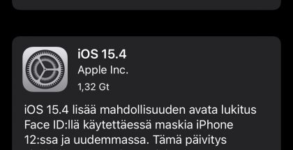 iOS 15.4 julkaistiin 14. maaliskuuta.