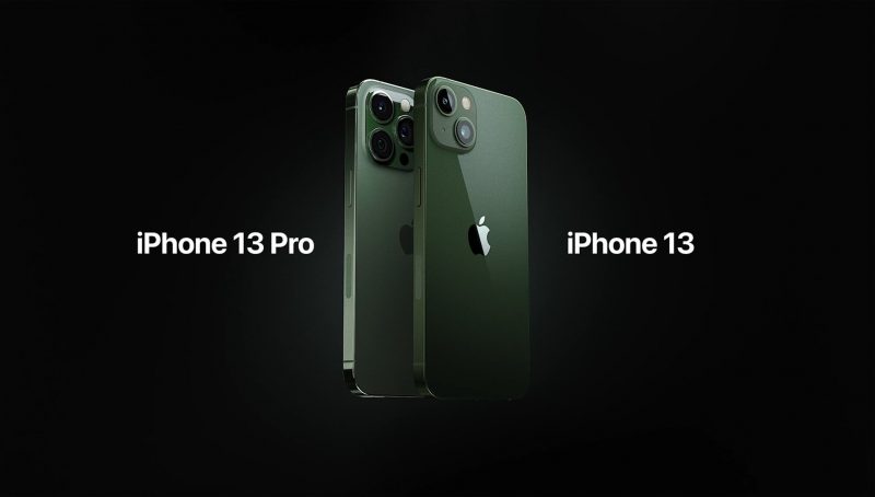 iPhone 13 Pron ja iPhone 13:n uudet vihreät värivaihtoehdot.