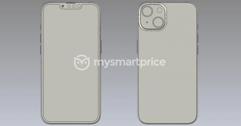 iPhone 14 ei ole tuomassa juuri lainkaan design-uudistuksia, jos nyt julkaistut mallinnokset pitävät kutinsa. Kuva: MySmartPrice.