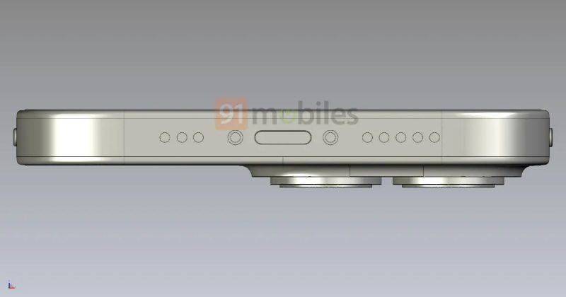 iPhone 14 Pro pohjasta CAD-mallinnoksessa. Kuva: 91mobiles.