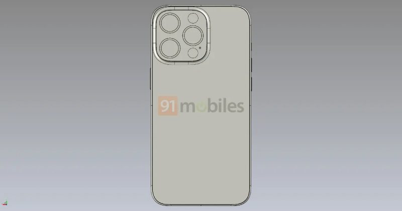 iPhone 14 Pro takaa CAD-mallinnoksessa. Kuva: 91mobiles.