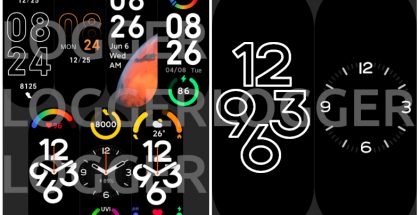 Xiaomi Smart Band 7:ksi odotetun L66-koodinimellisen laitteen kellotauluja. Oikealla aina päällä -tilan kellotaulut. Kuva: Logger.fr.