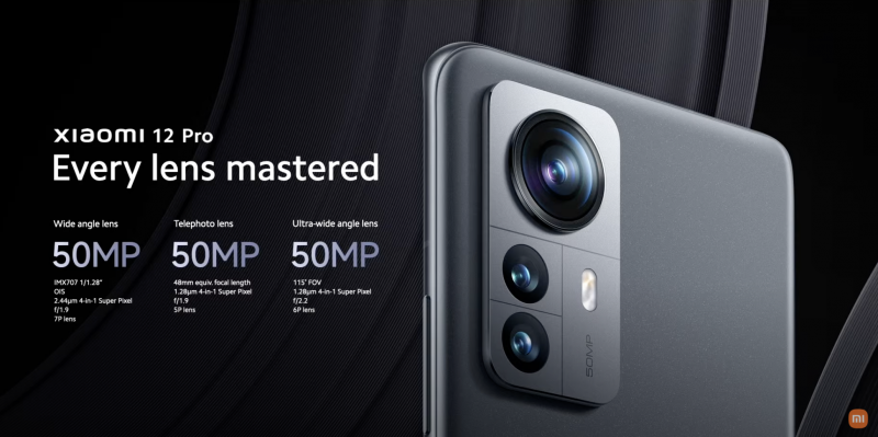 Xiaomi 12 Pron kolme 50 megapikselin takakameraa.