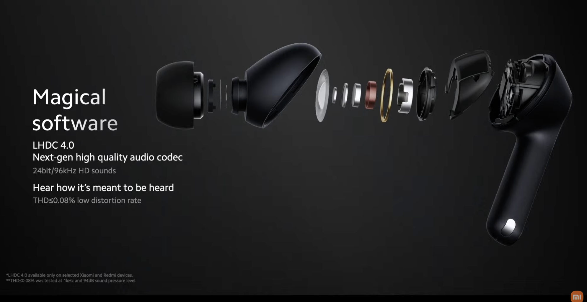 Xiaomi Buds 3T Pro -kuulokkeen rakenne.
