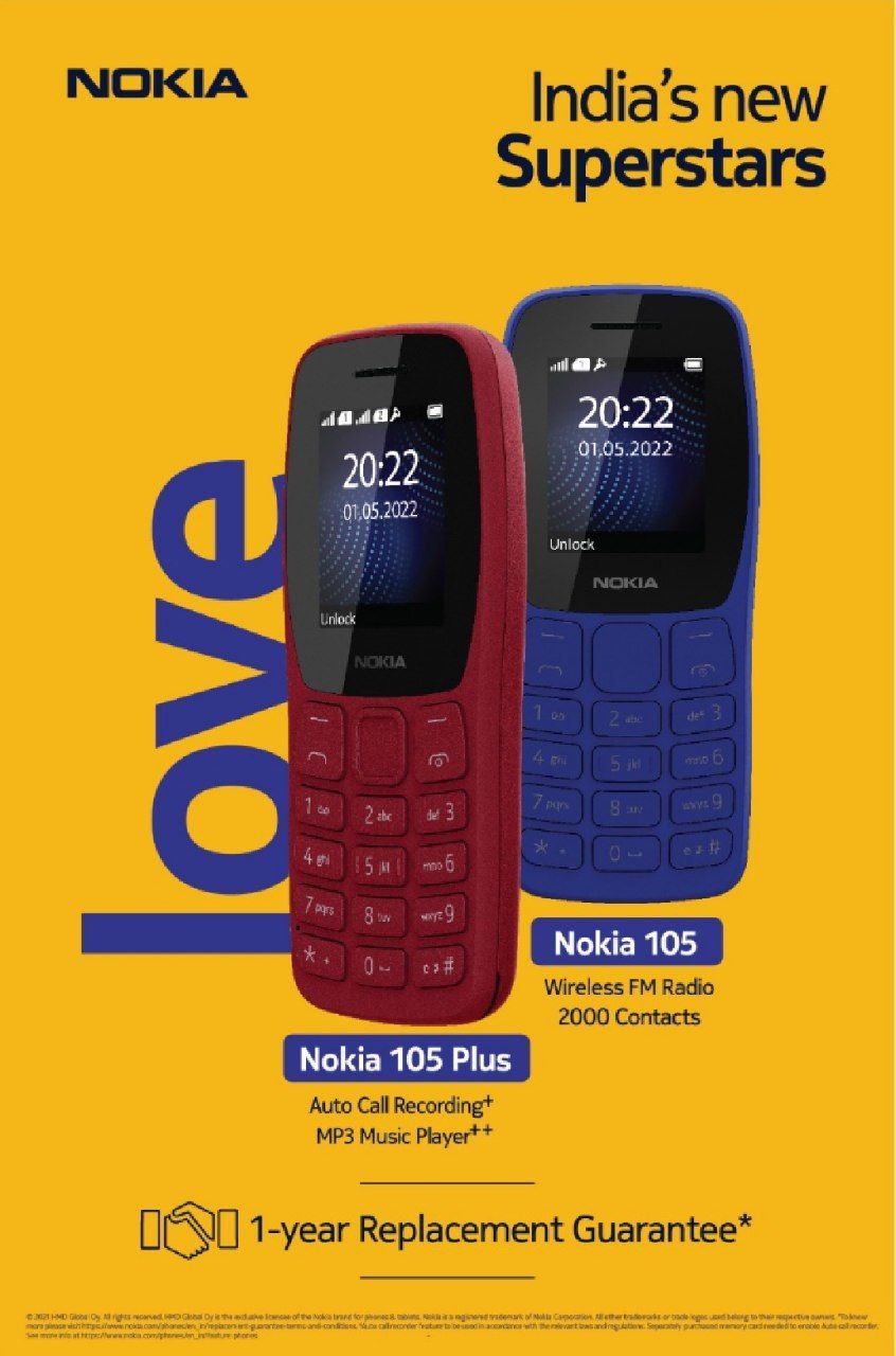 Nokia 105 ja Nokia 105 Plus -mainoskuva.
