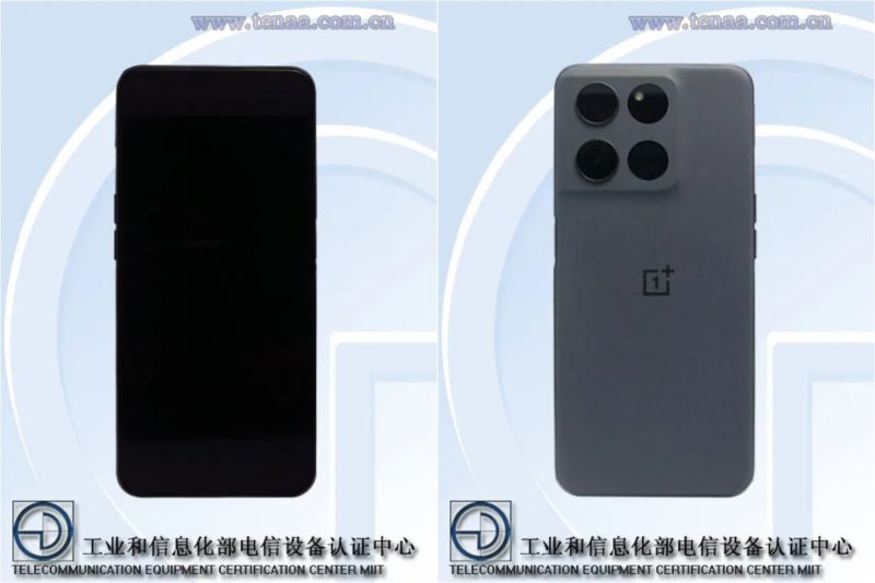 OnePlus-älypuhelin mallikoodiltaan PGZ110 Kiinan TENAA-tietokannan kuvissa.