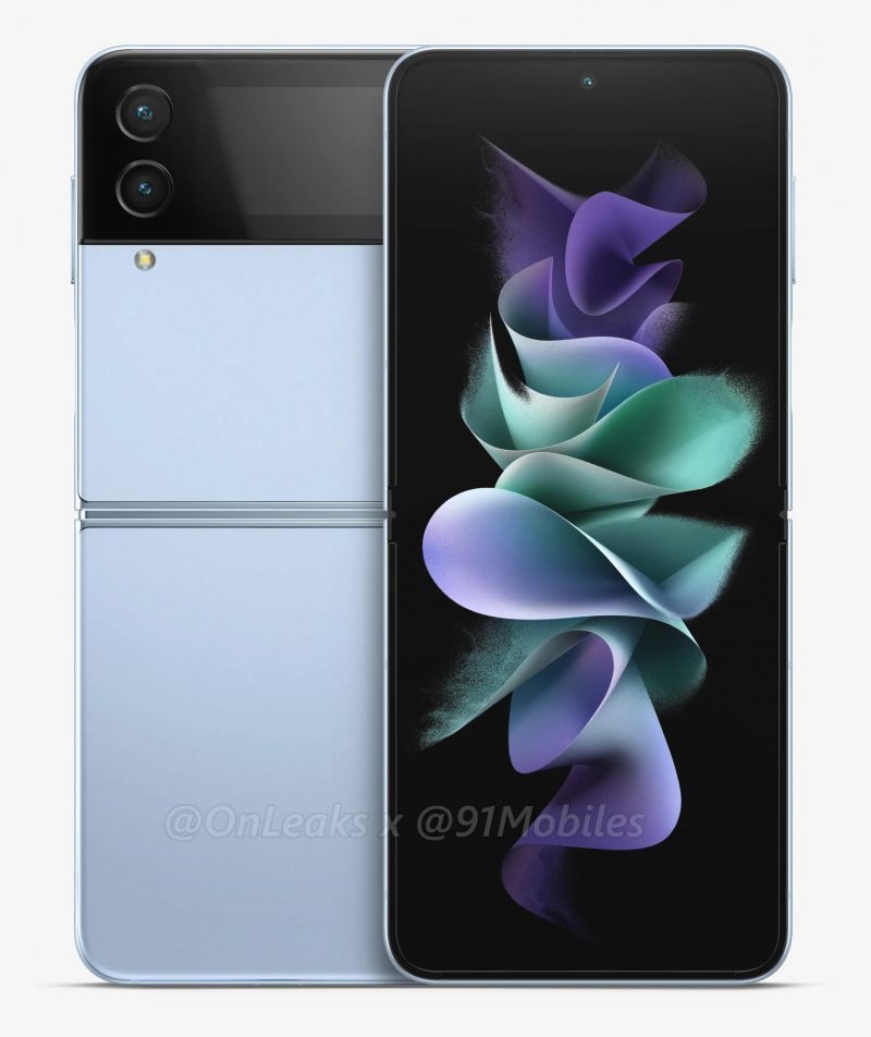 Samsung Galaxy Z Flip4:n mallinnos. Kuva: OnLeaks / 91mobiles.