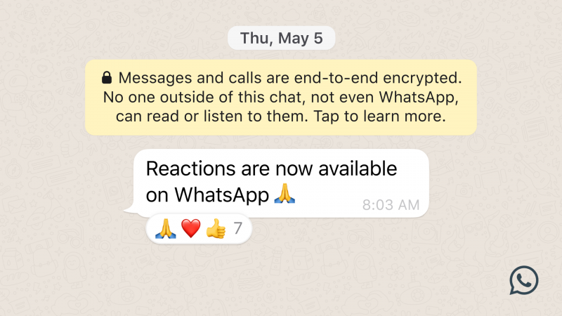 Reaktiot WhatsAppissa.