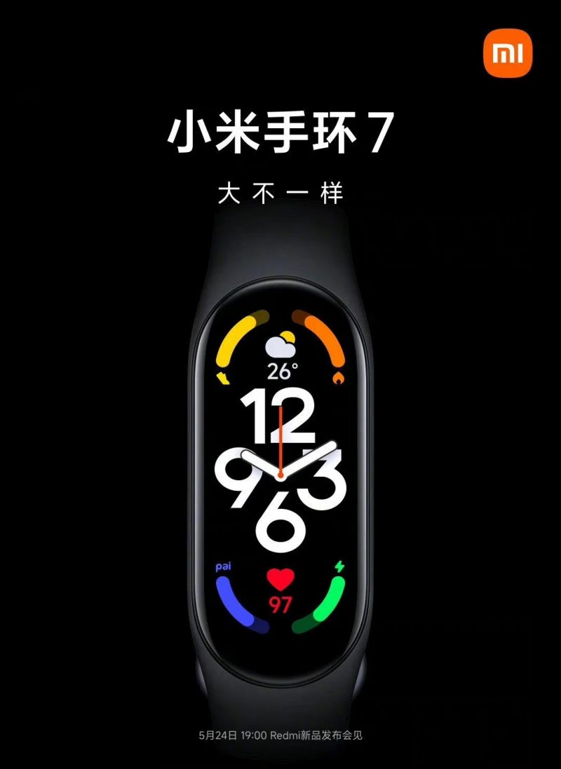 Xiaomi Smart Band 7 julkistetaan 24. toukokuuta Kiinassa.