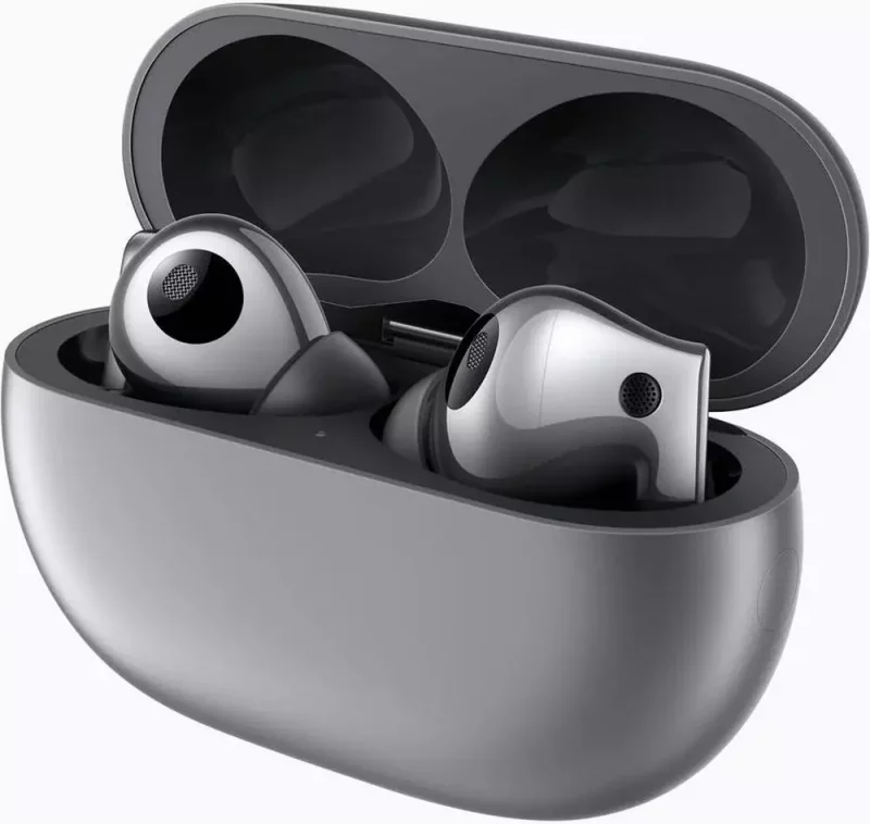 Huawei FreeBuds Pro 2 -kuulokkeet ja -latauskotelo hopeana värivaihtoehtona. Kuva: WinFuture.de.