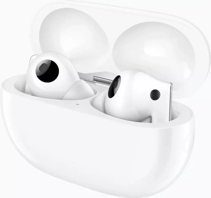Huawei FreeBuds Pro 2 -kuulokkeet ja -latauskotelo valkoisena värivaihtoehtona. Kuva: WinFuture.de.
