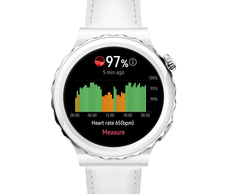 Sykkeen lisäksi Huawei Watch GT 3 Pro mittaa veren happipitoisuutta.