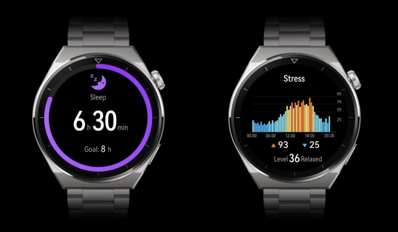 Unen ja stressin seuranta ovat keskeisiä tapoja seurata hyvinvointia Huawei Watch GT 3 Pron avulla.