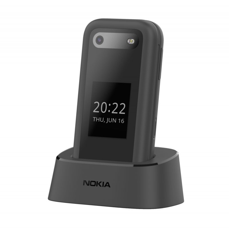Nokia 2660 Flip puhelimen mukana tulevassa lataustelineessä.
