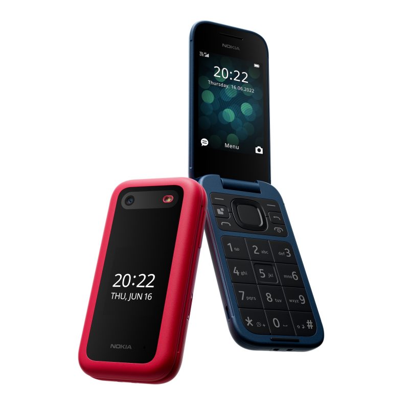Nokia 2660 Flip, punainen ja sininen.