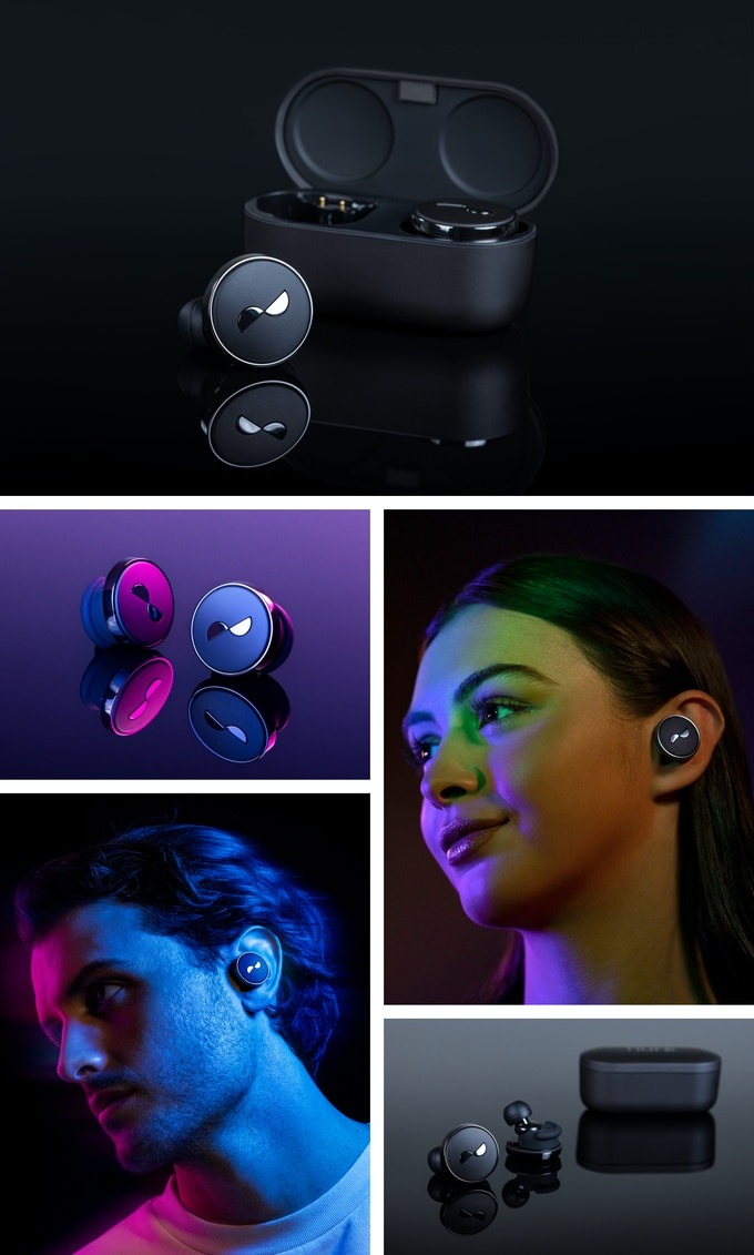NuraTrue Pro -kuulokkeet eri kuvissa.