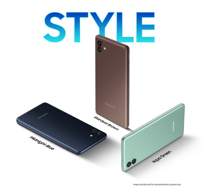 Samsung Galaxy M13 5G eri väreissä.
