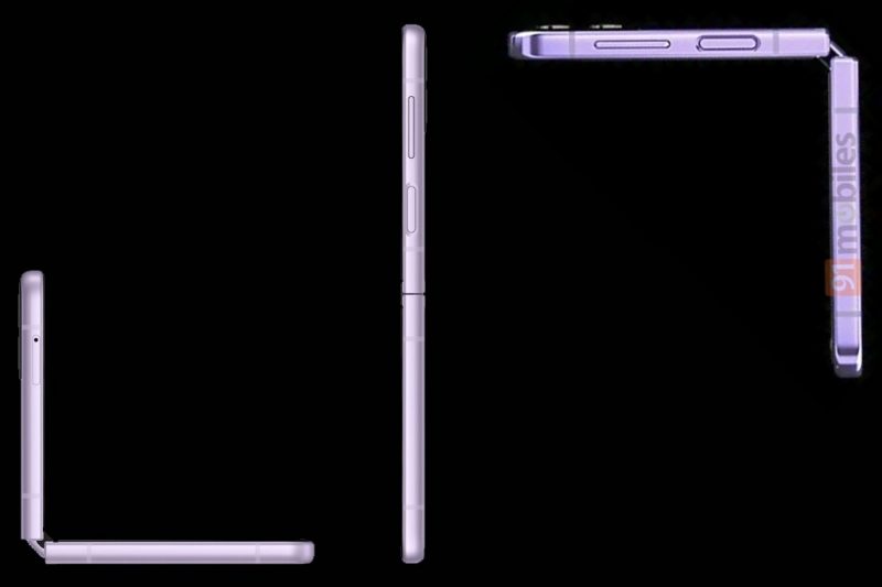 Samsung Galaxy Z Flip4 (oikealla) vertailussa edeltävän Galaxy Z Flip3:n kanssa. Kuva: Evan Blass / 91mobiles.