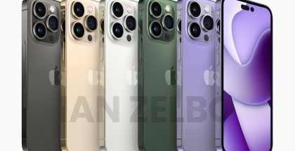 iPhone 14 Pron mallinnos eri huhutuissa väreissä. Kuva: Ian Zelbo / Twitter.