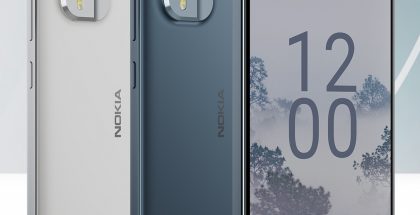 Nokia X30:n kaksi värivaihtoehtoa, valkoinen ja sininen.