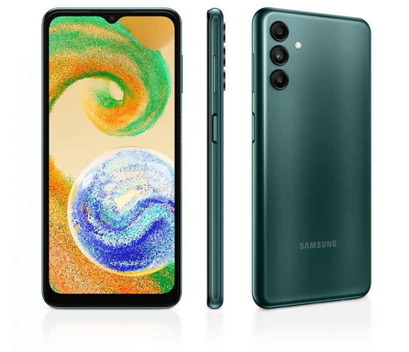 Samsung Galaxy A04s vihreänä.