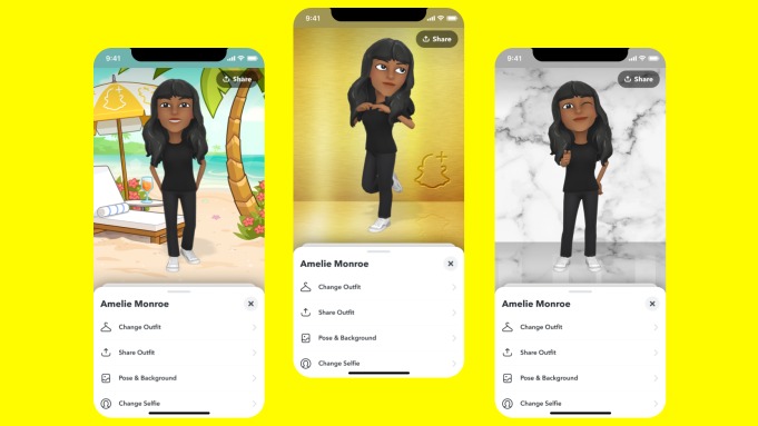 Snapchat+:n kautta tulee tarjolle uusia Bitmoji-taustoja.