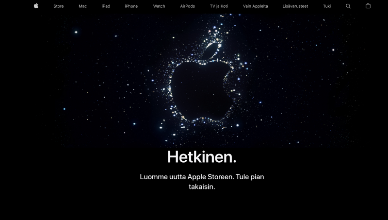 Applen verkkokauppa sulkeutui julkistusten alla.