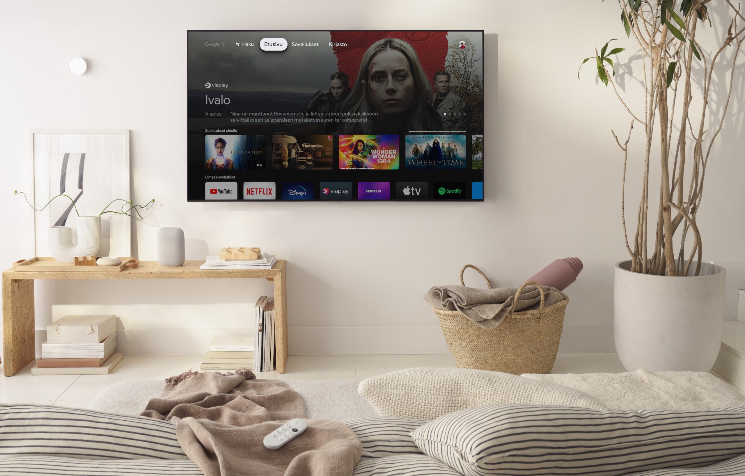 Chromecastien Google TV:n käyttöliittymän etusivu.