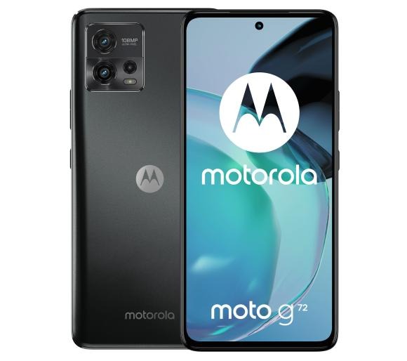 Motorola Moto G72 takaa ja edestä.