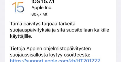 iOS 15.7.1 on nyt ladattavissa.