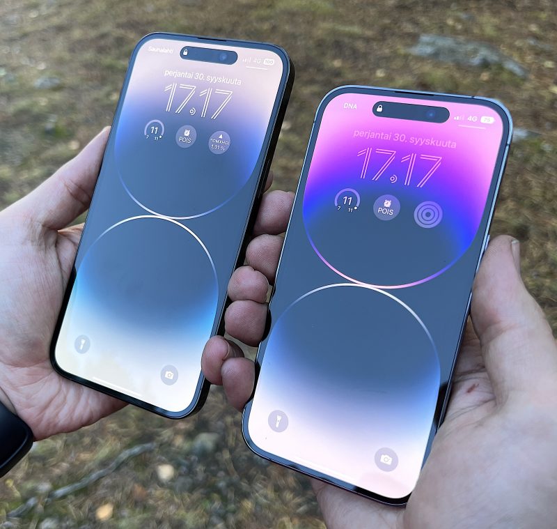 Kuvassa syksyllä 2022 esitellyt iPhone 14 Pro Max ja iPhone 14 Pro.