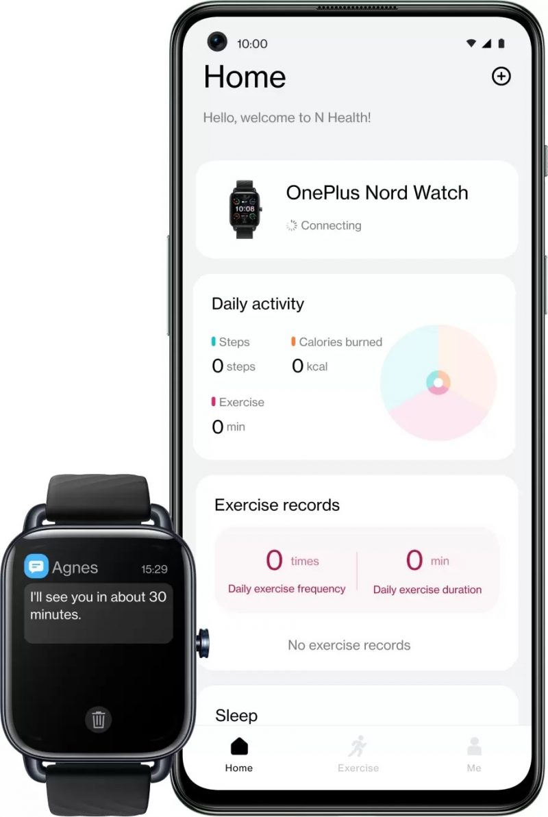 OnePlus Nord Watch toimii yhdessä N Health -sovelluksen kanssa.