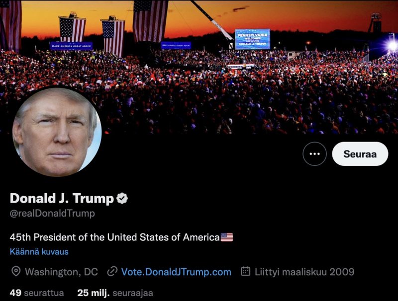 Donald Trumpin tili löytyy jälleen Twitteristä.