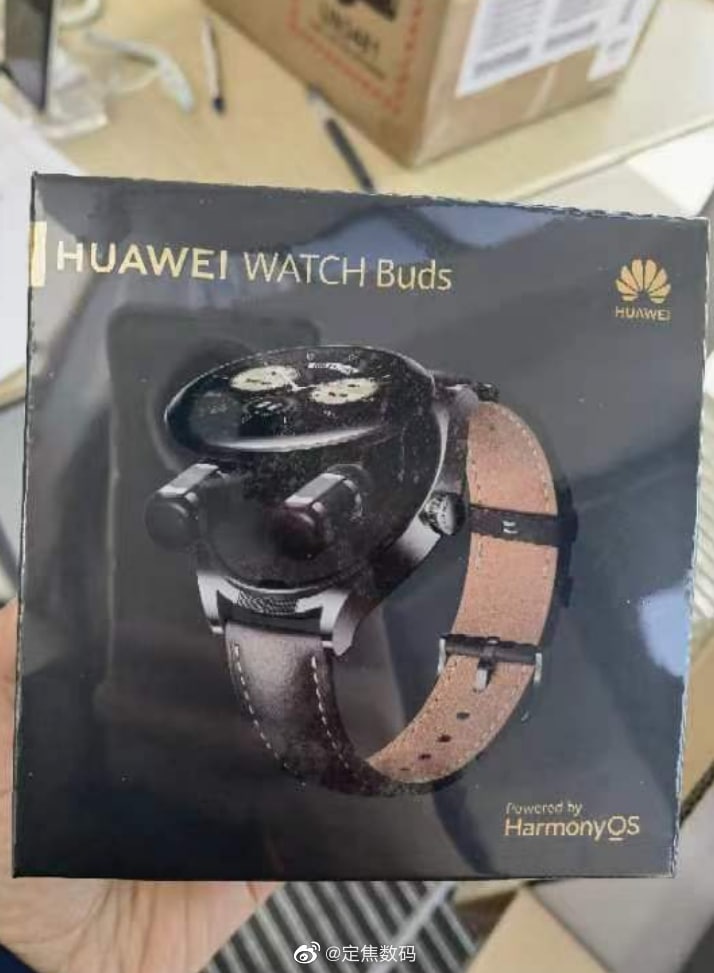 Huawei Watch Buds -myyntipakkaus vuotokuvassa.