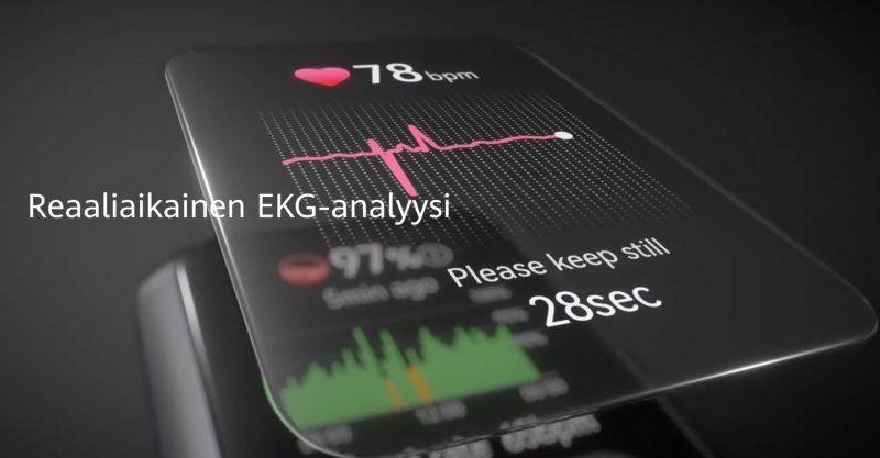 Huawei Watch D mittaa ja analysoi EKG-sydänsähkökäyrän.